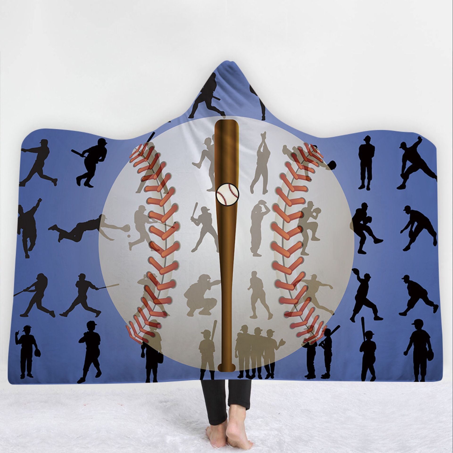 Baseball Hooded Blanket - White Baseball Blanket