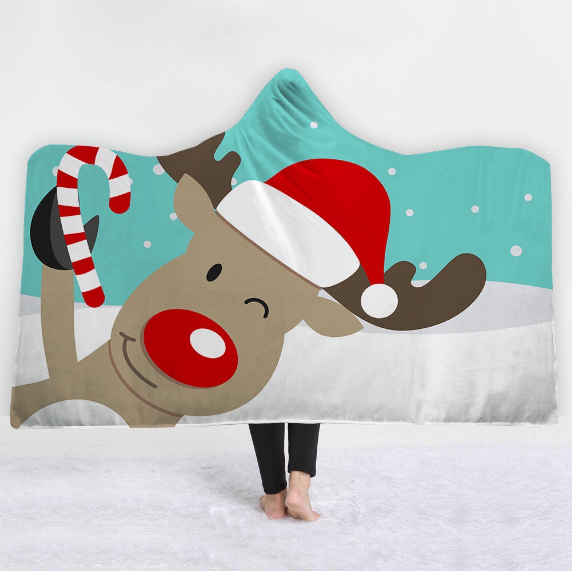 Merry Christmas Hooded Blanket - Red Riding Elk Blanket