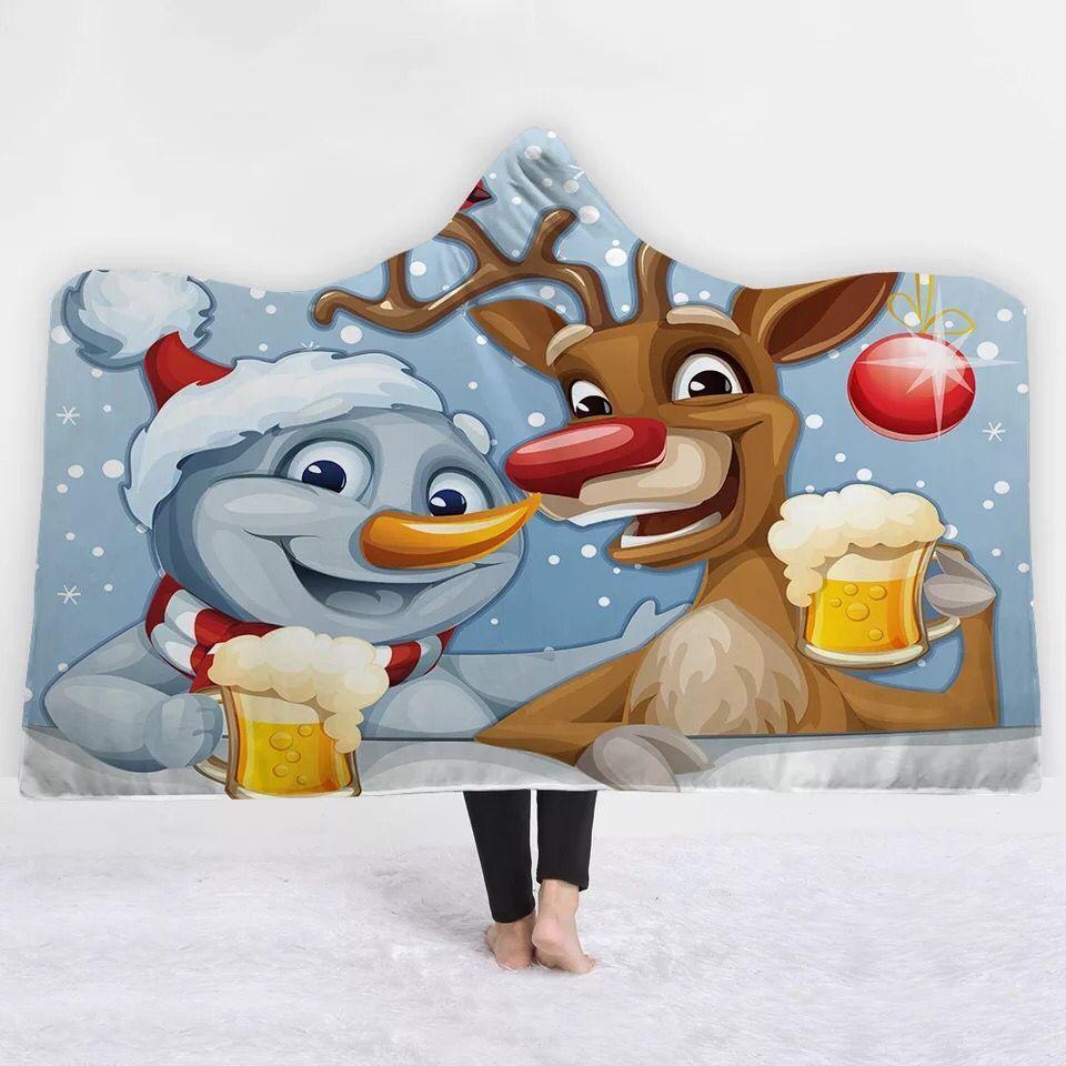 Merry Christmas Hooded Blanket - Cheers Beer Blanket