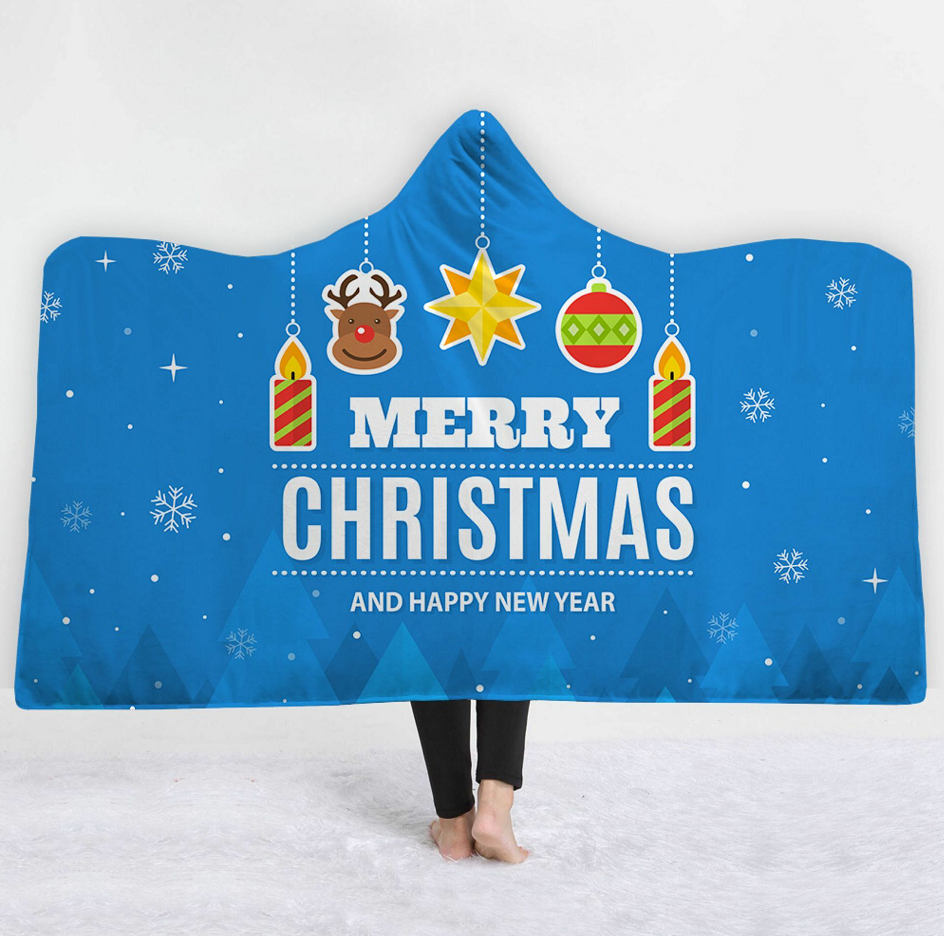 Merry Christmas Hooded Blanket - Snow Drifting White Blanket