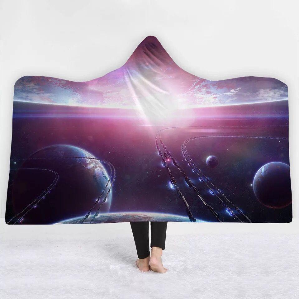 Galaxy Hooded Blanket - Planetary Orbit Blanket