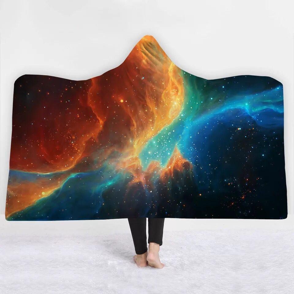 Galaxy Hooded Blanket - Red And Blue Intersection Blanket