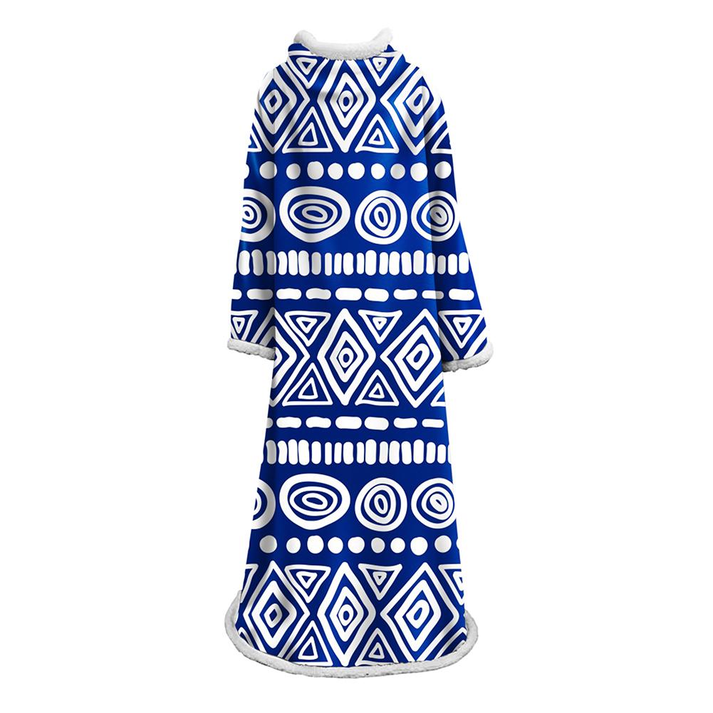 3D Digital Printed Blanket With Sleeves-Geometric Designs Blanket Robe