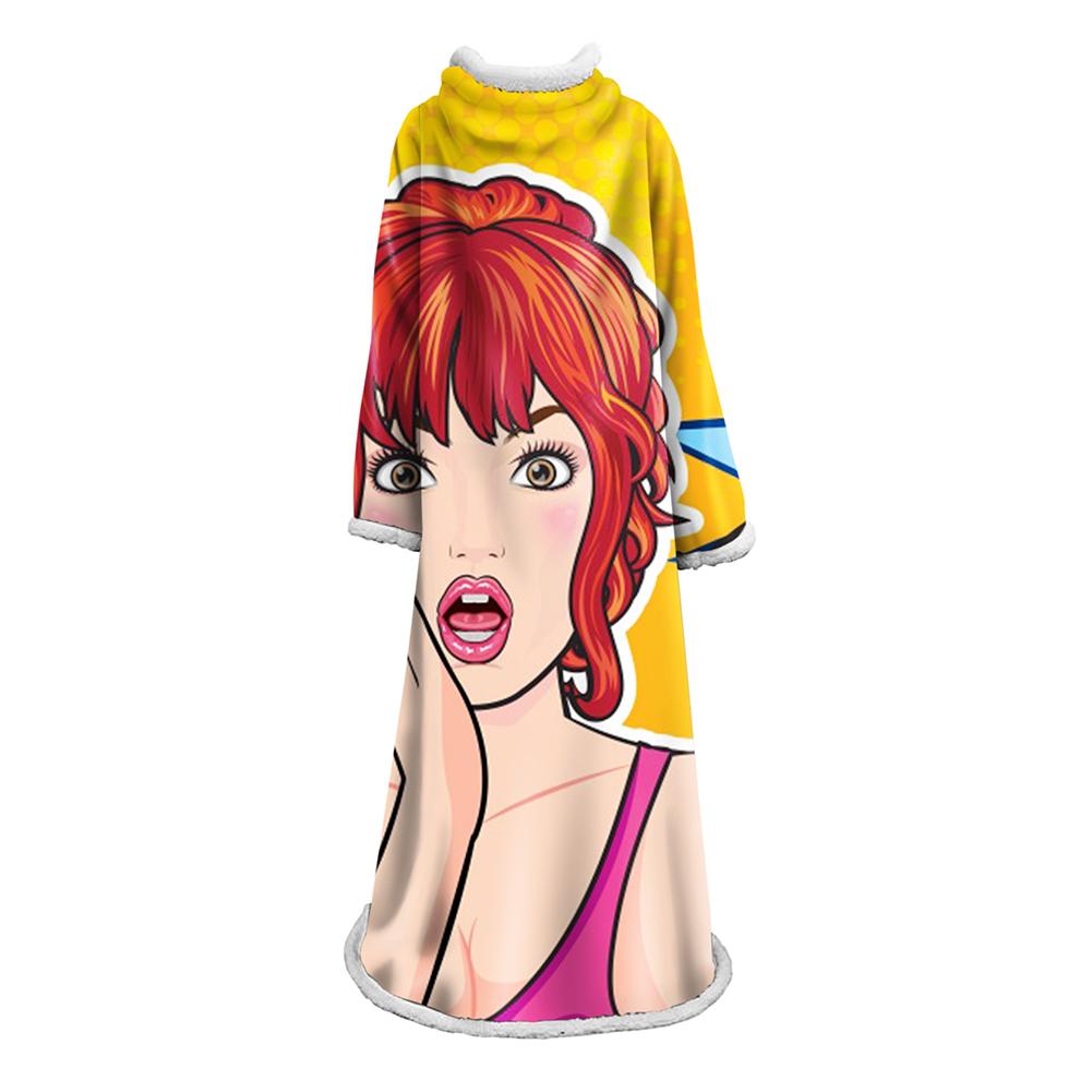 3D Digital Fashion Printed Blanket With Sleeves-Graffiti Blanket Robe