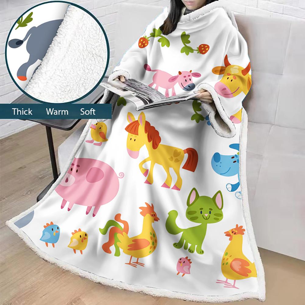 3D Digital Cartoon Printed Blanket With Sleeves-Cute Blanket Robe