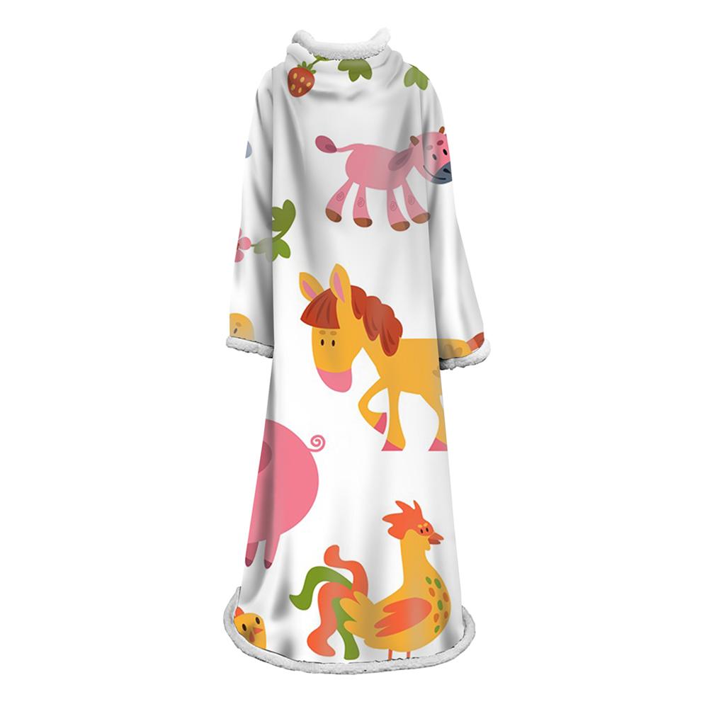 3D Digital Cartoon Printed Blanket With Sleeves-Cute Blanket Robe