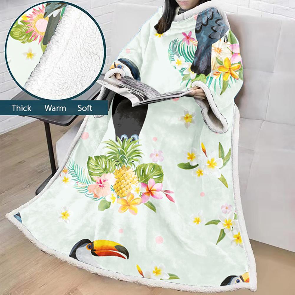 Flamingo Blanket With Sleeves-3D Digital Printed Blanket Robe