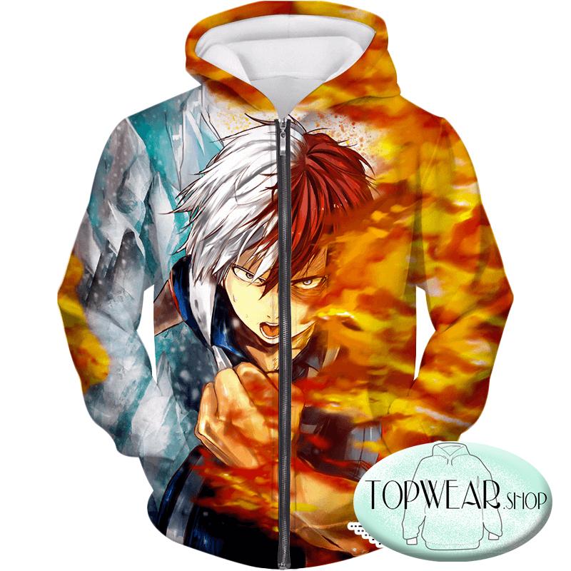 My Hero Academia Hoodies -  Shoto Todoroki Awesome Half Cold Half Hot Pullover Hoodie