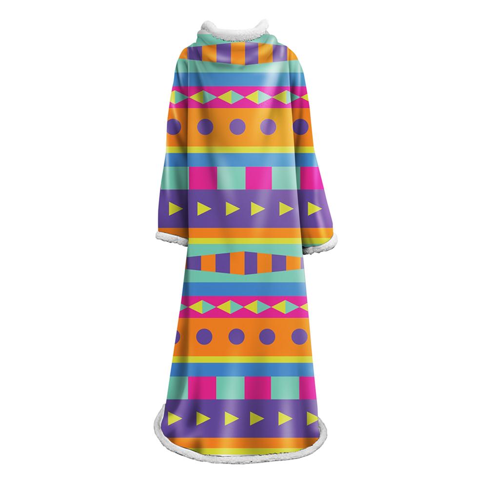 3D Digital Printed Blanket With Sleeves-Geometric Designs Blanket Robe