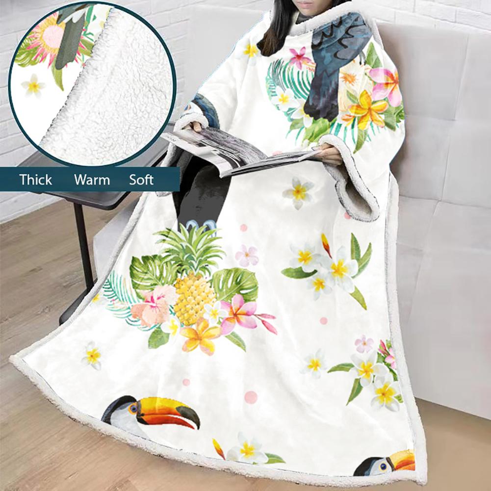 Flamingo Blanket With Sleeves-3D Digital Printed Blanket Robe