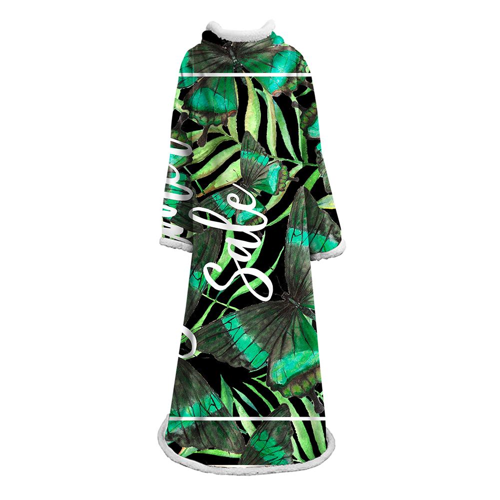 3D Digital Printed Plants Blanket With Sleeves-Leaves Blanket Robe