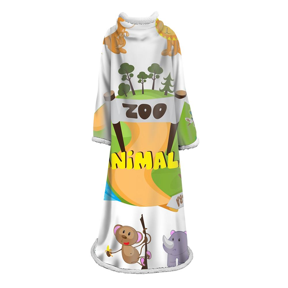 3D Digital Cartoon Printed Blanket With Sleeves-Cute Blanket Robe