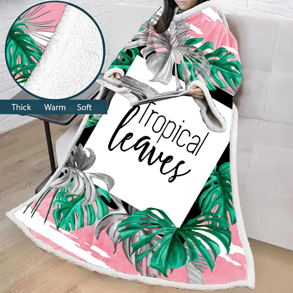 3D Digital Printed Plants Blanket With Sleeves-Leaves Blanket Robe