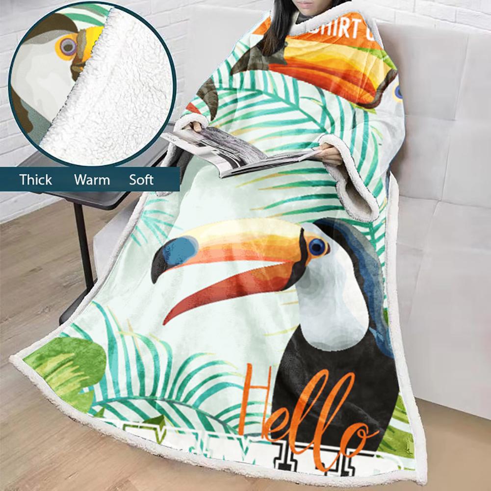 Flamingo Blanket With Sleeves-3D Digital Printed Blanket Robe