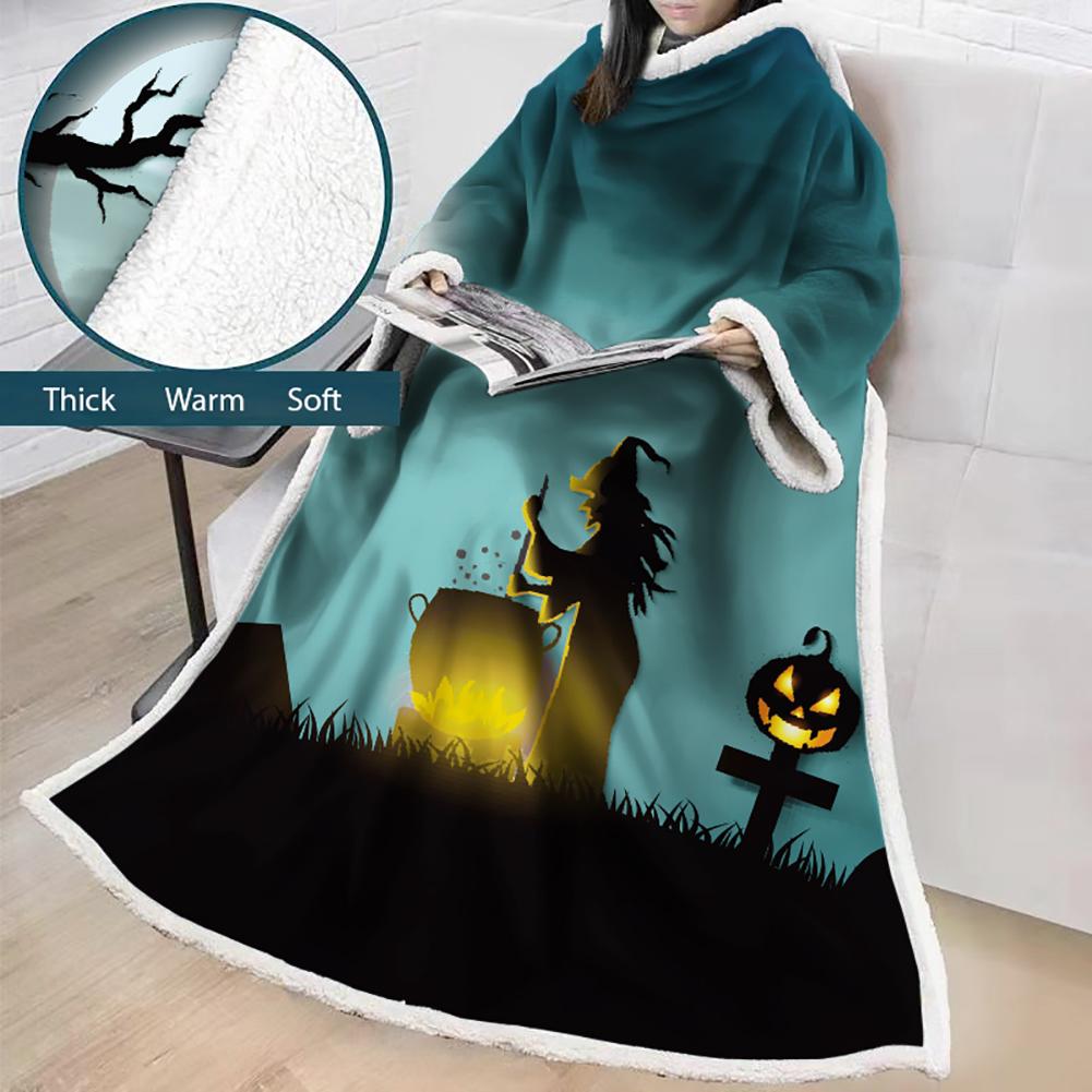 3D Digital Printed Blanket With Sleeves-Blanket Robe Halloween Party