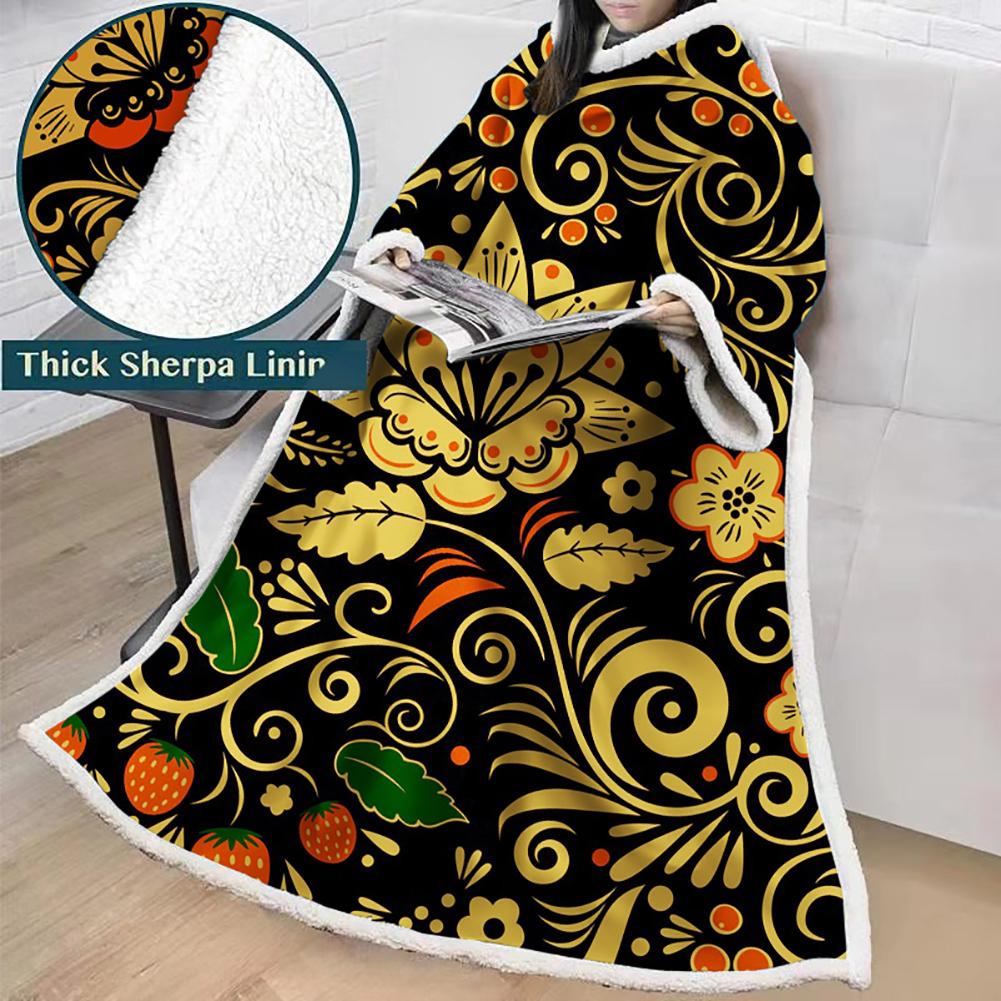 3D Digital Printed Blanket With Sleeves-Geometric Designs Blanket Robe