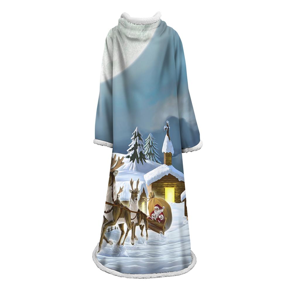 3D Digital Printed Blanket With Sleeves-Christmas Series Blanket Robe