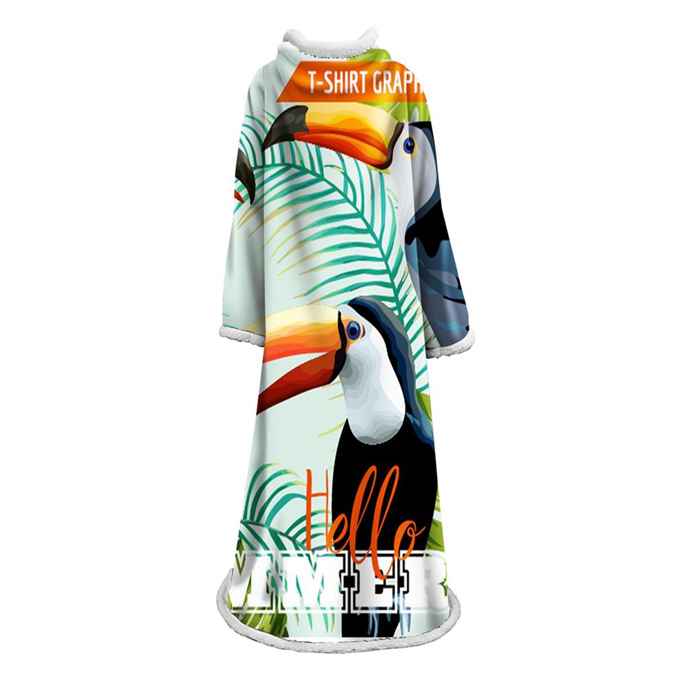 Flamingo Blanket With Sleeves-3D Digital Printed Blanket Robe