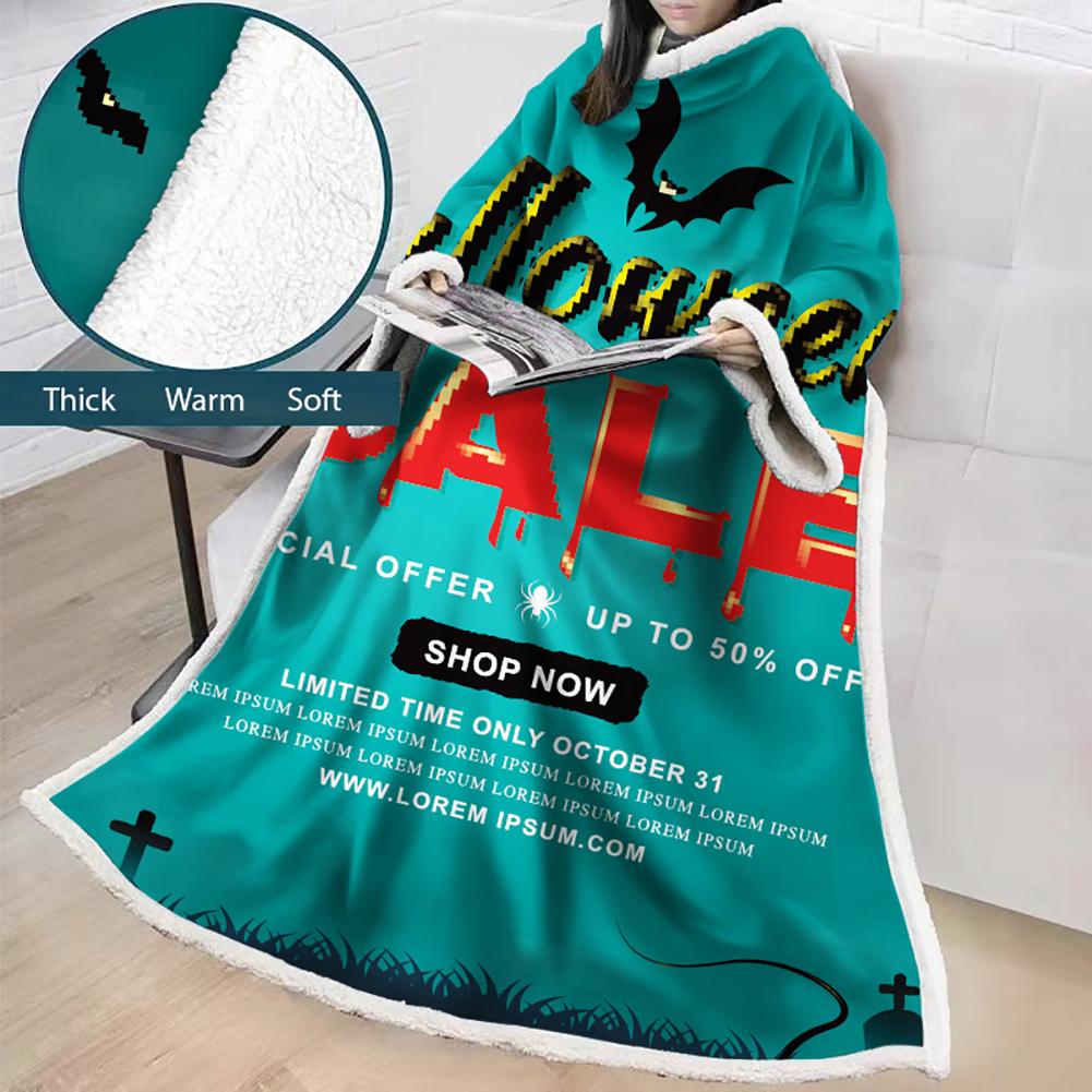3D Digital Printed Blanket With Sleeves-Blanket Robe Halloween Party