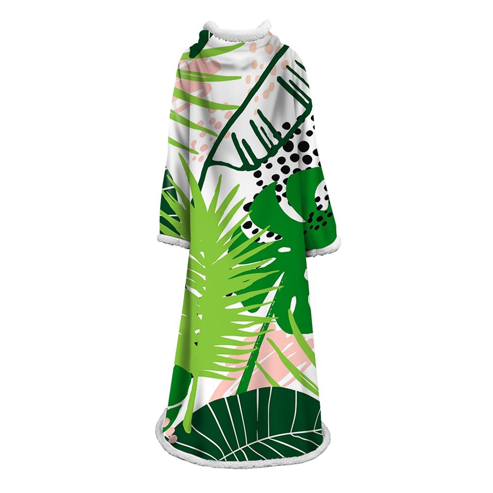 3D Digital Printed Plants Blanket With Sleeves-Leaves Blanket Robe