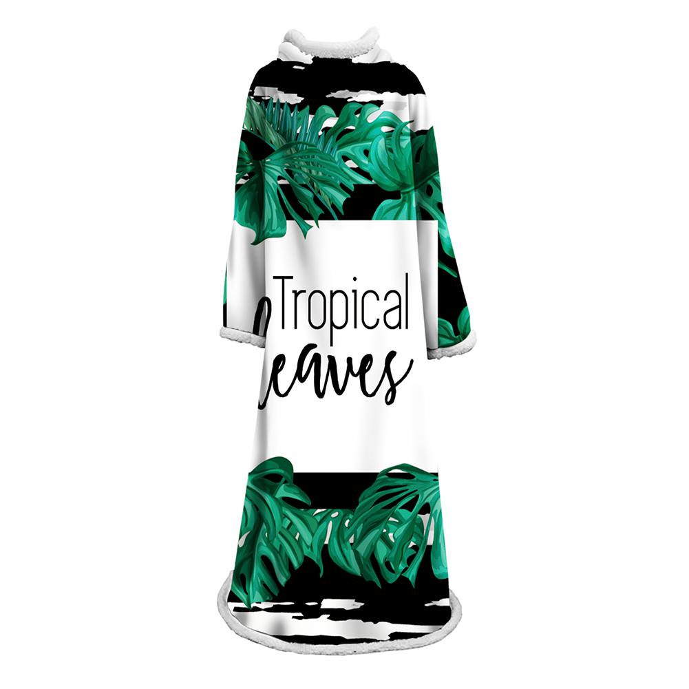 3D Digital Printed Plants Blanket With Sleeves-Leaves Blanket Robe