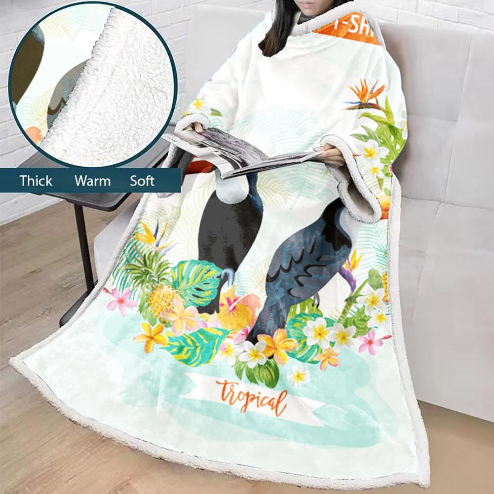 Flamingo Blanket With Sleeves-3D Digital Printed Blanket Robe