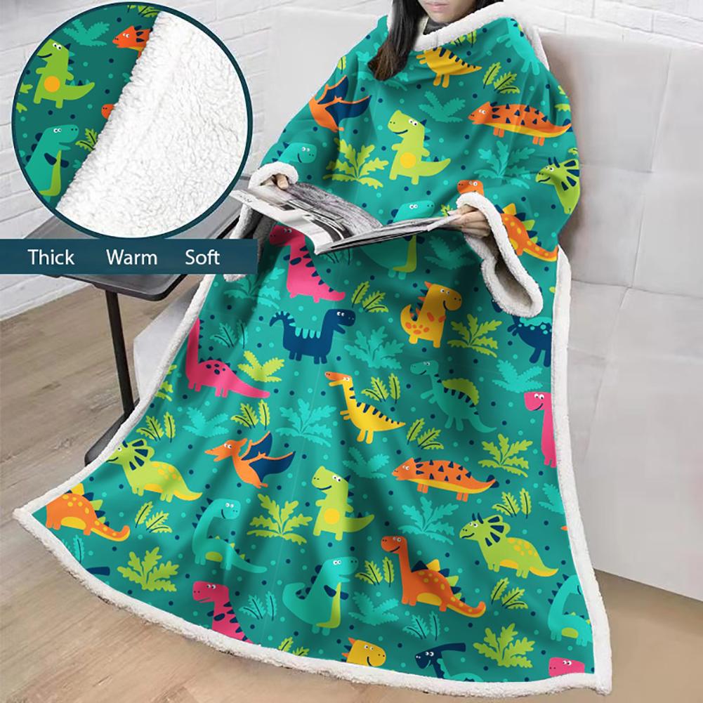 3D Digital Cartoon Printed Blanket With Sleeves-Cute Blanket Robe