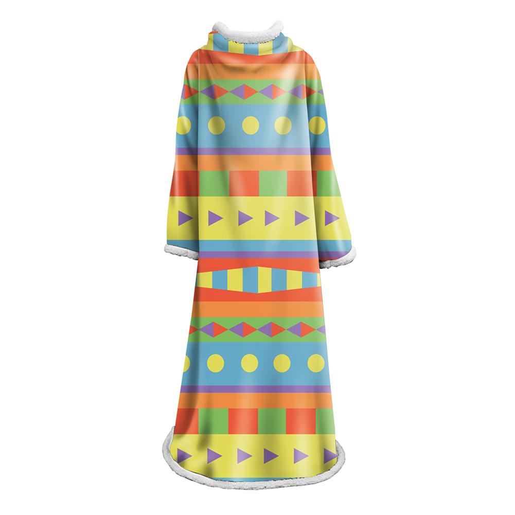 3D Digital Printed Blanket With Sleeves-Geometric Designs Blanket Robe