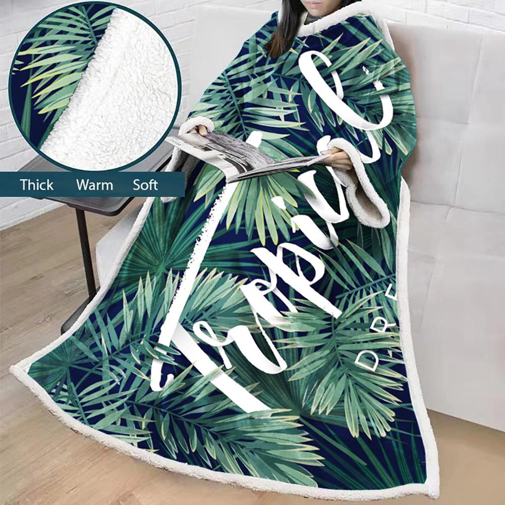 3D Digital Printed Plants Blanket With Sleeves-Leaves Blanket Robe