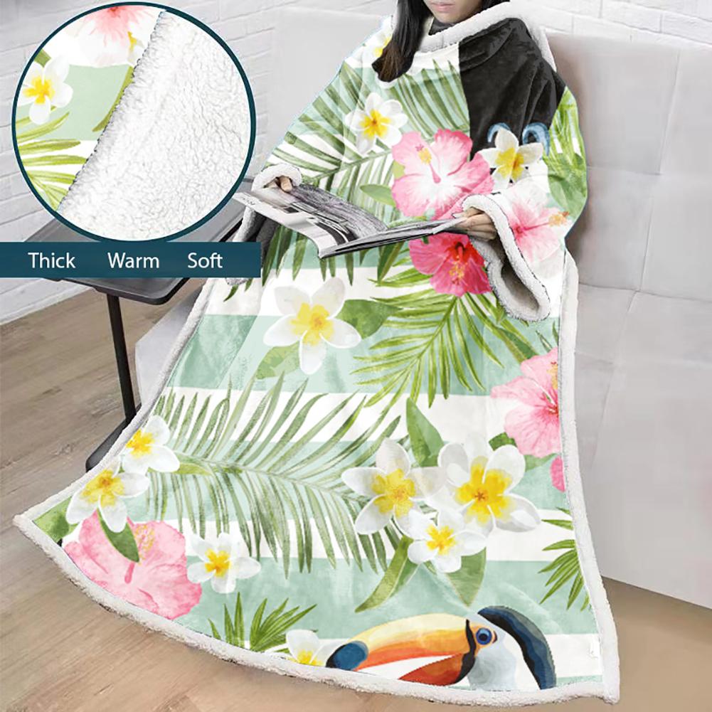 Flamingo Blanket With Sleeves-3D Digital Printed Blanket Robe