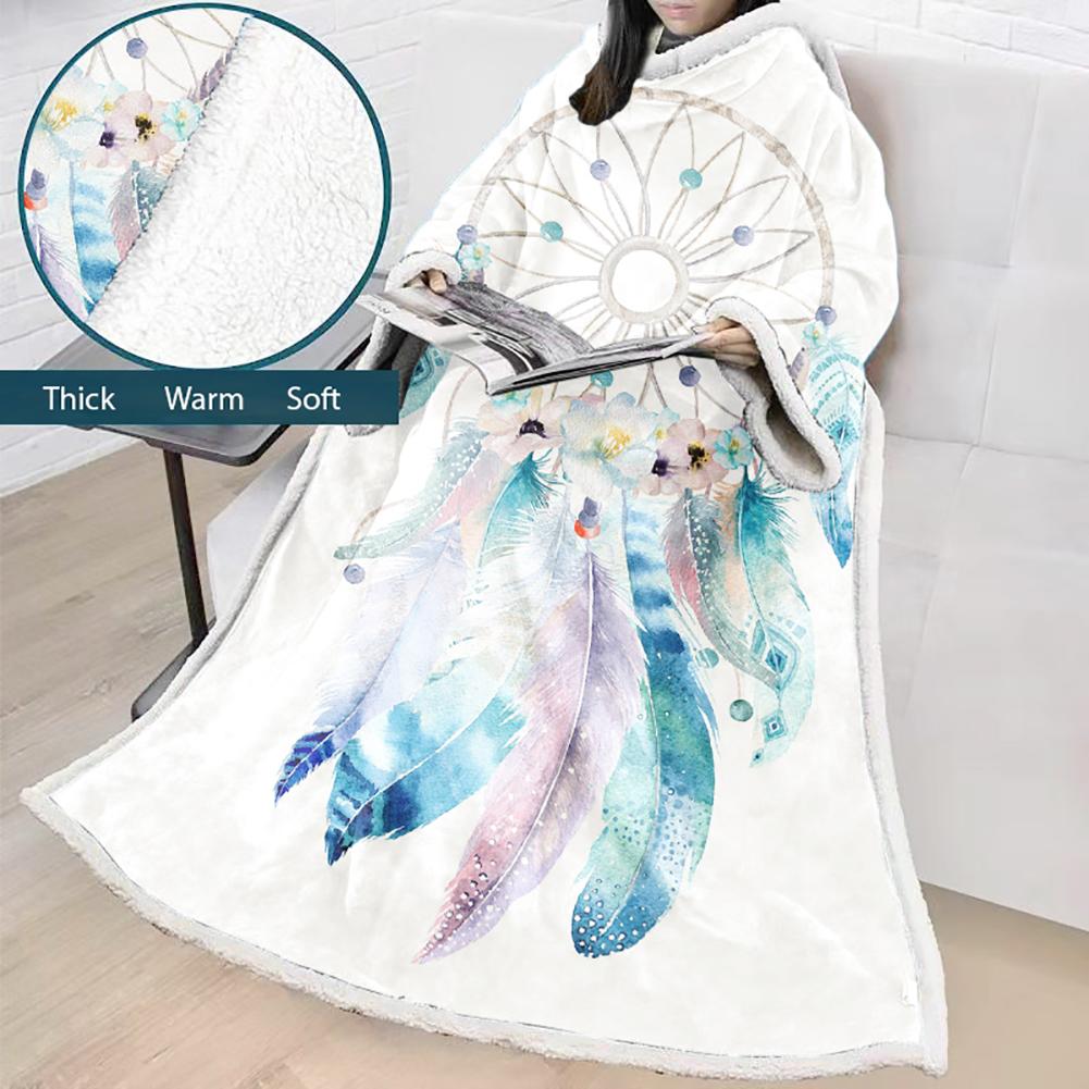 Digital Printed Blanket Dream Catcher - Blanket Robe With Sleeves