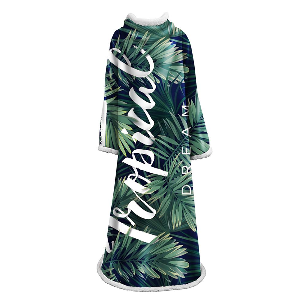 3D Digital Printed Plants Blanket With Sleeves-Leaves Blanket Robe