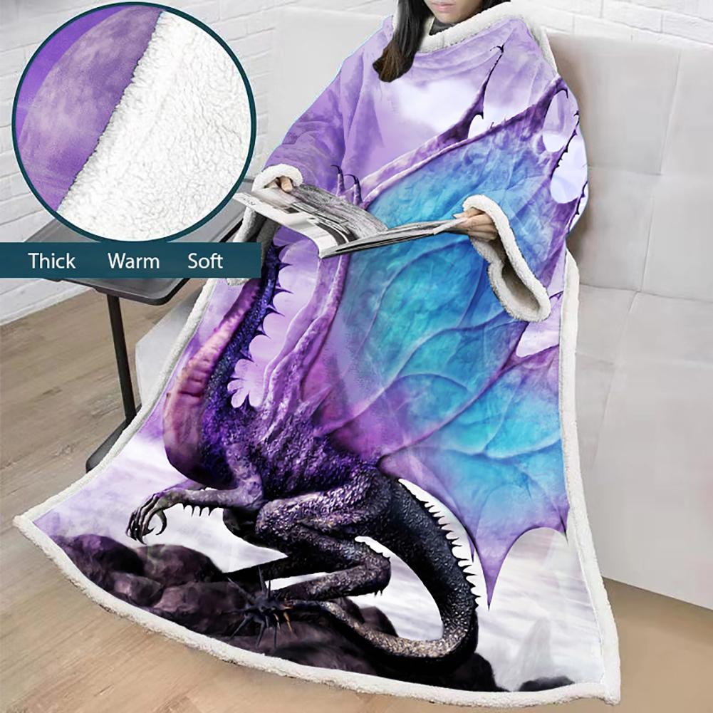 3D Digital Printed Blanket With Sleeves-Dinosaur Blanket Robe