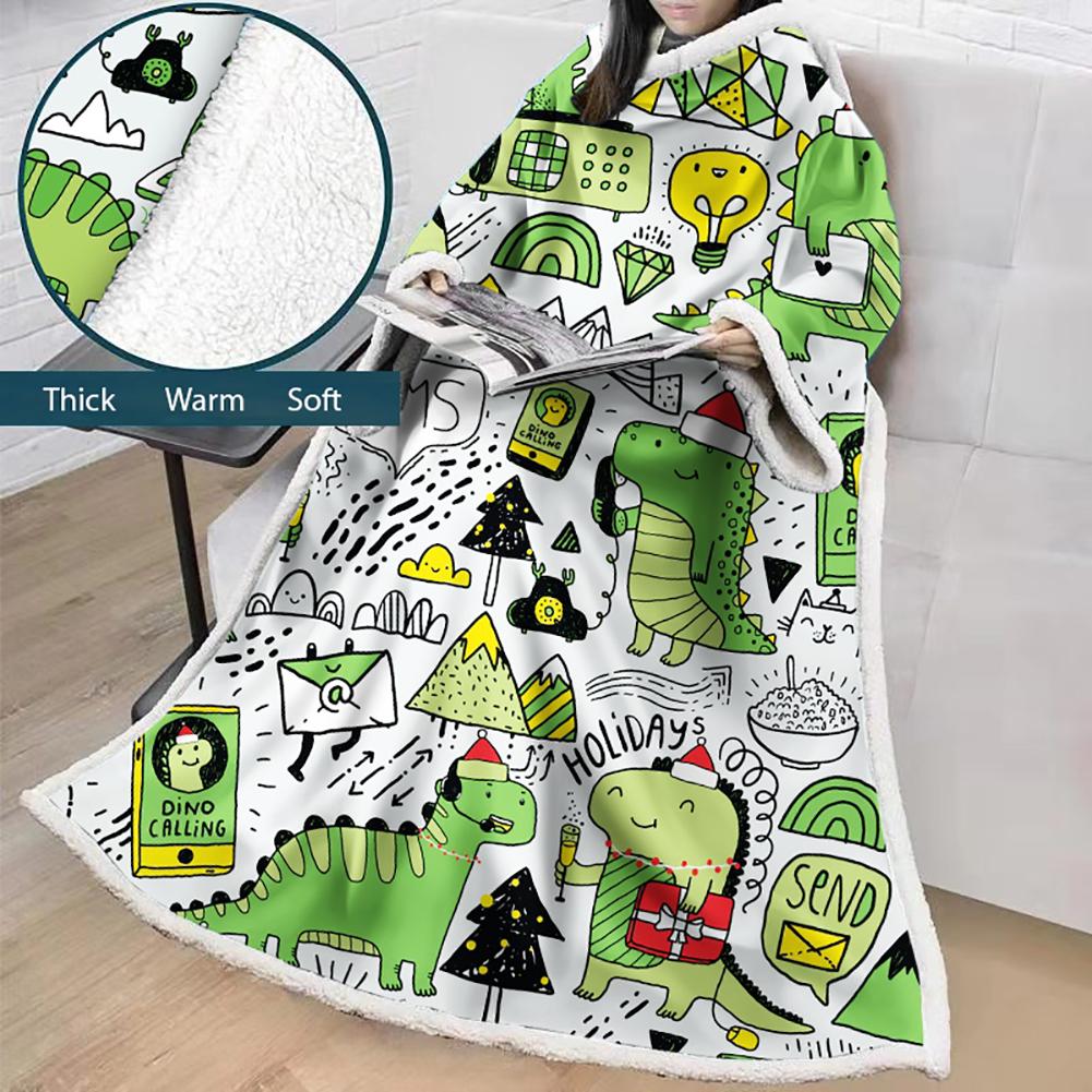 3D Digital Cartoon Printed Blanket With Sleeves-Cute Blanket Robe