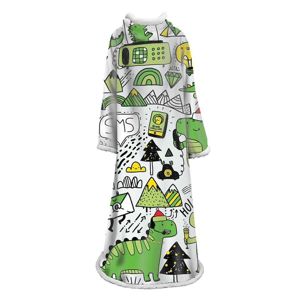 3D Digital Cartoon Printed Blanket With Sleeves-Cute Blanket Robe