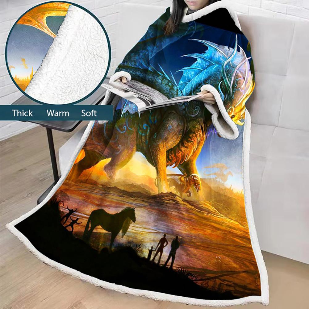 3D Digital Printed Blanket With Sleeves-Peacock Eye Blanket Robe