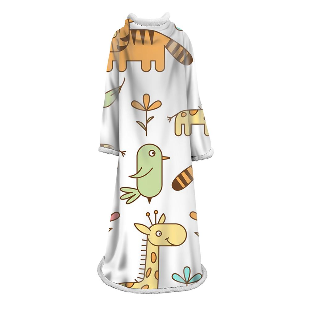 3D Digital Cartoon Printed Blanket With Sleeves-Cute Blanket Robe