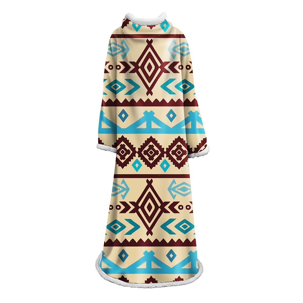 3D Digital Printed Blanket With Sleeves-Geometric Designs Blanket Robe