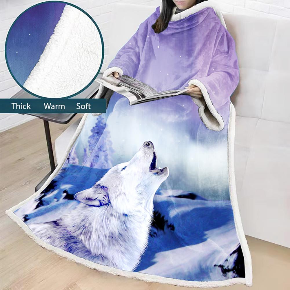 3D Digital Printed Blanket With Sleeves-Hip-Pop Blanket Robe
