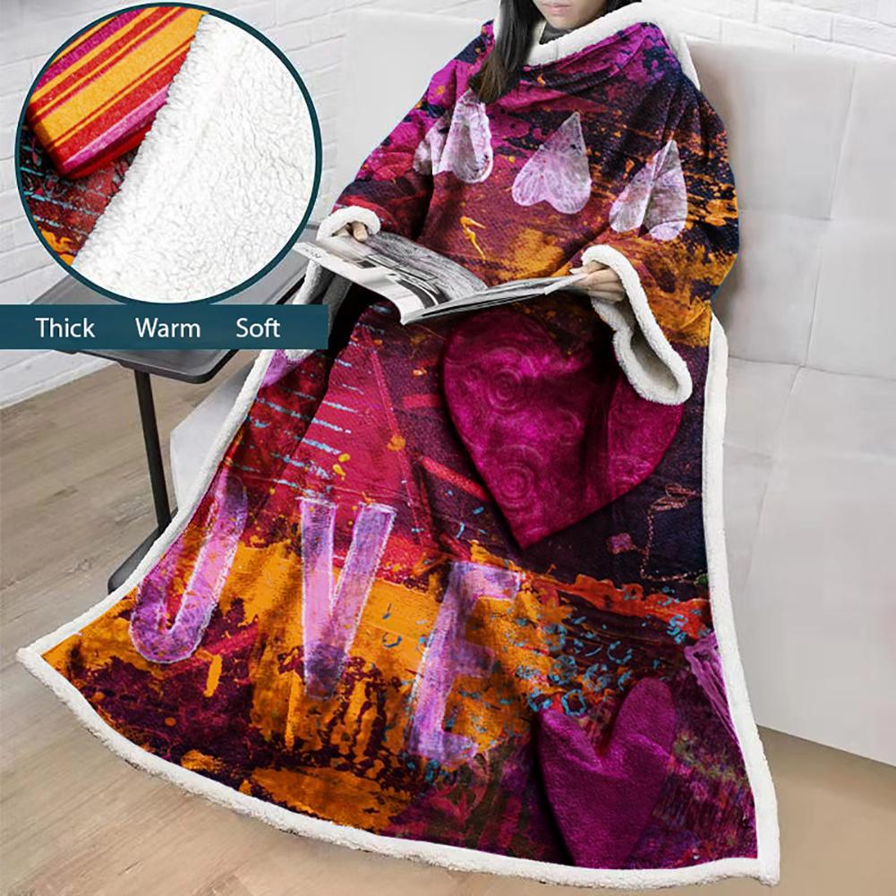 3D Digital Fashion Printed Blanket With Sleeves-Graffiti Blanket Robe