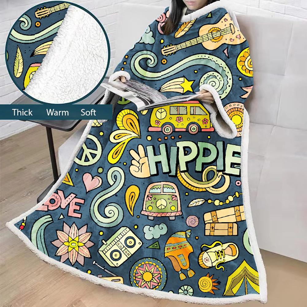 3D Digital Printed Blanket With Sleeves-Hip-Pop Blanket Robe