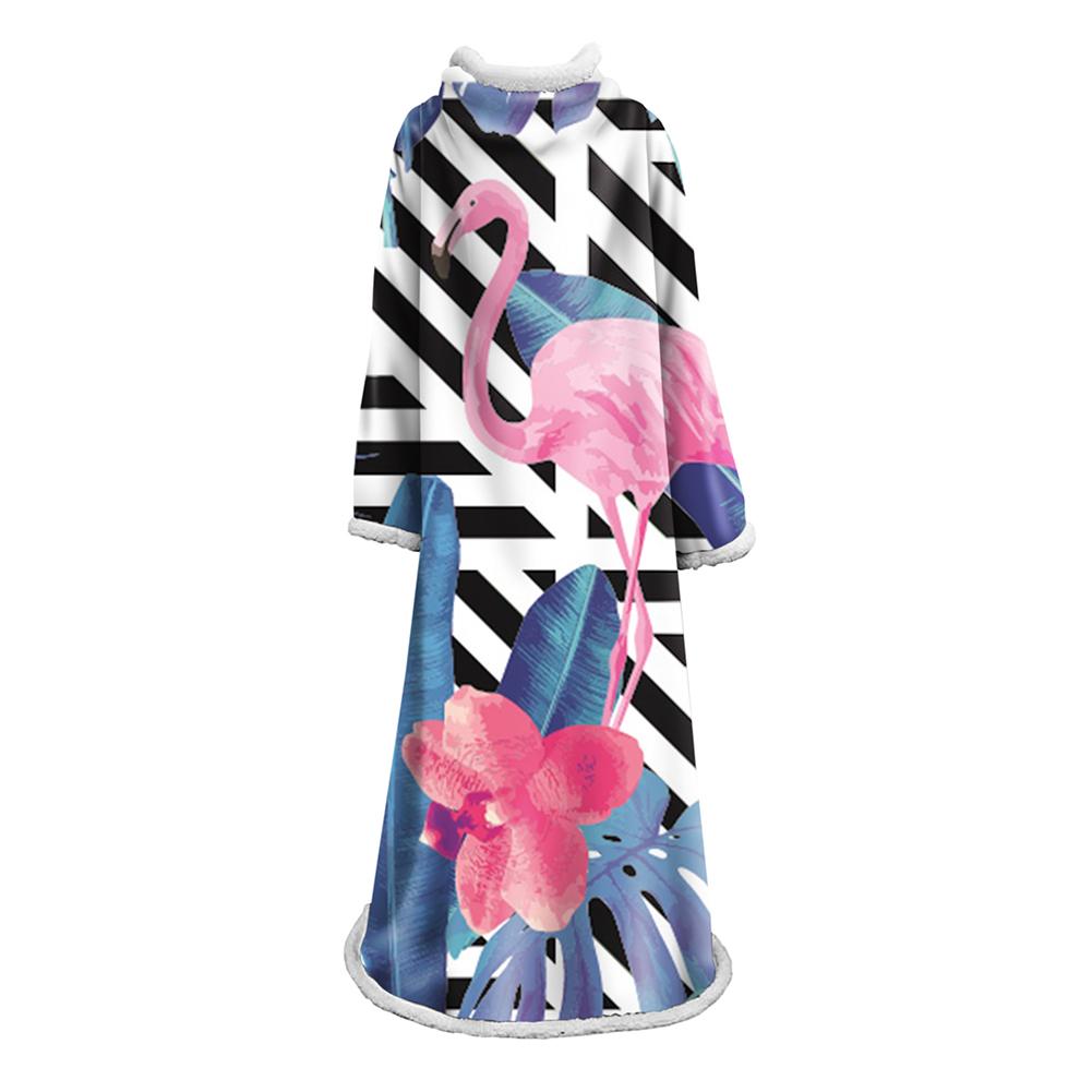 Flamingo Blanket With Sleeves-3D Digital Printed Blanket Robe