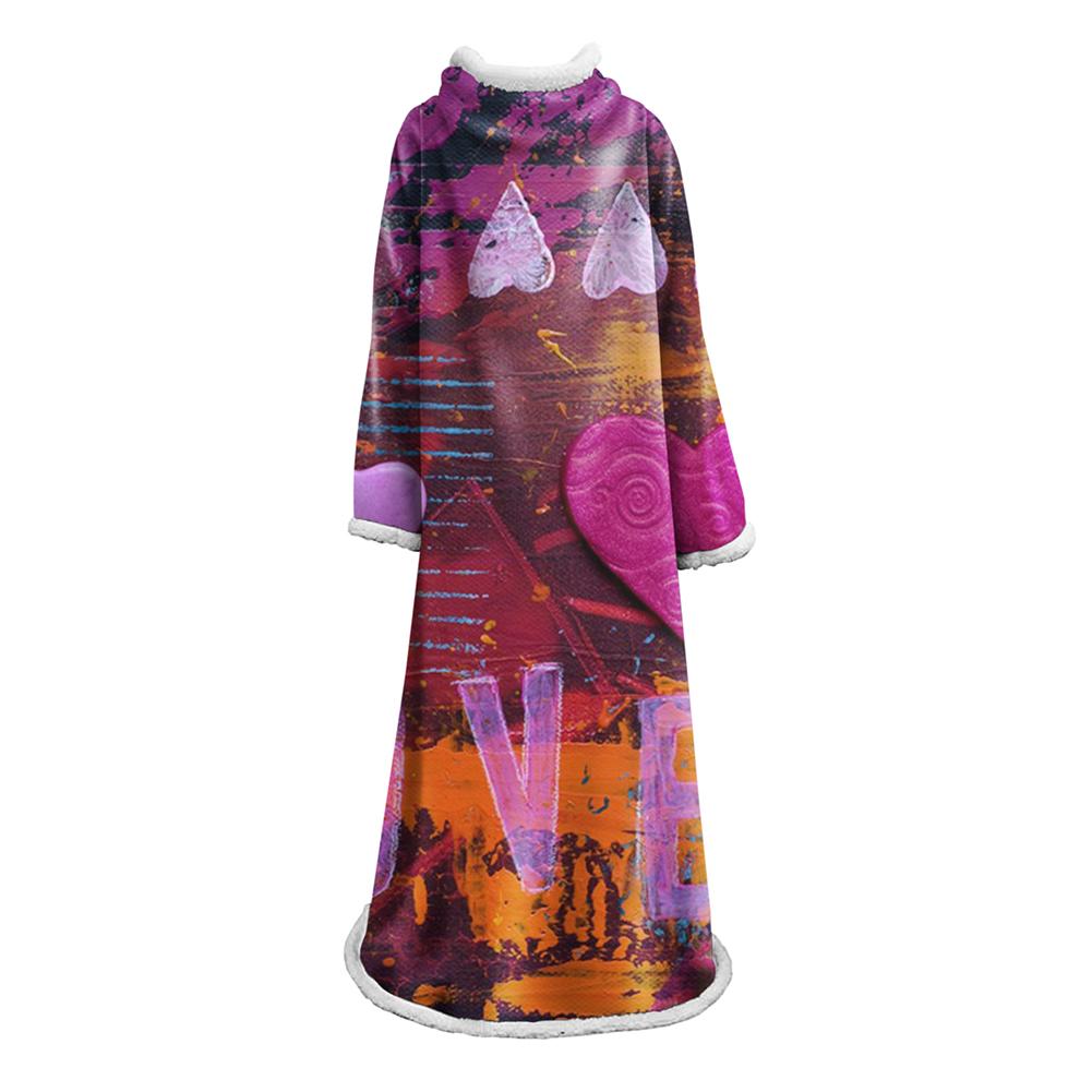 3D Digital Fashion Printed Blanket With Sleeves-Graffiti Blanket Robe