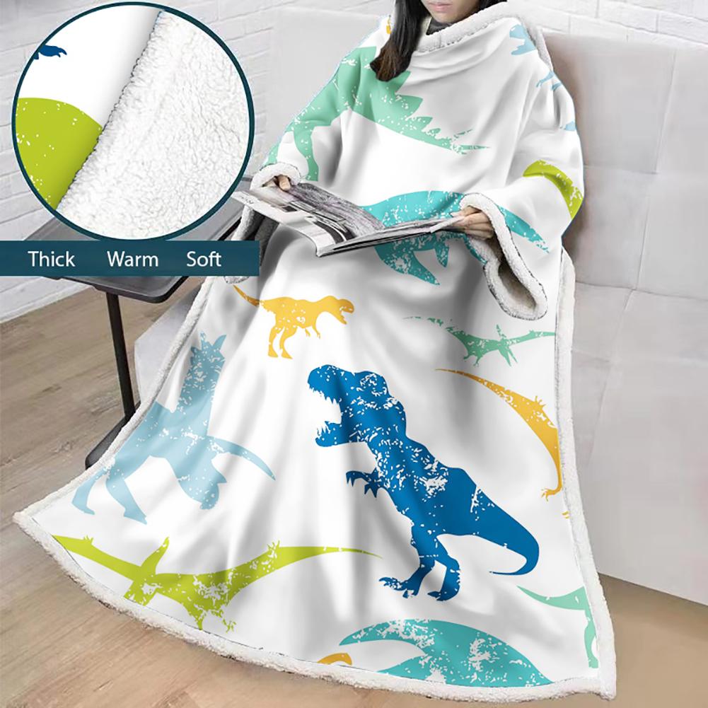 3D Digital Cartoon Printed Blanket With Sleeves-Cute Blanket Robe
