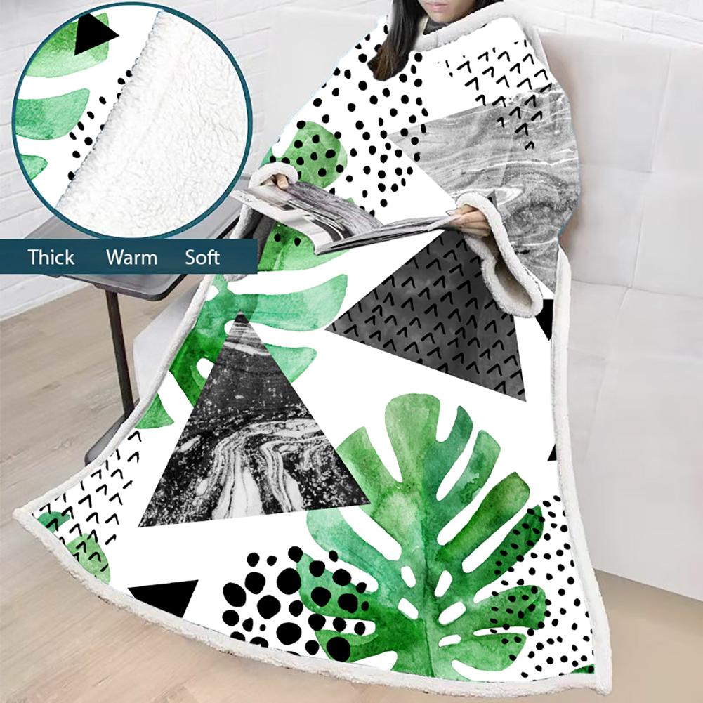3D Digital Printed Plants Blanket With Sleeves-Leaves Blanket Robe