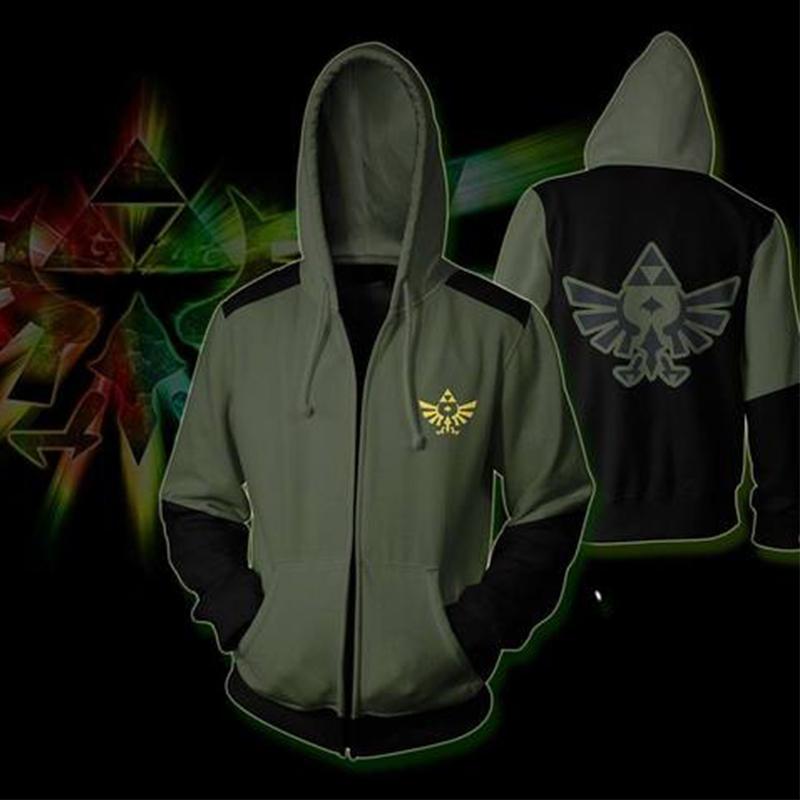 The Legend of Zelda Hoodies - Zip Up Army Green Hoodie