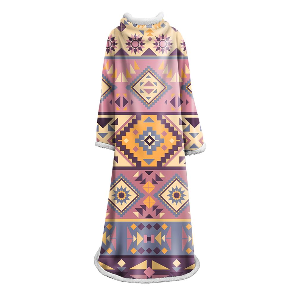 3D Digital Printed Blanket With Sleeves-Geometric Designs Blanket Robe