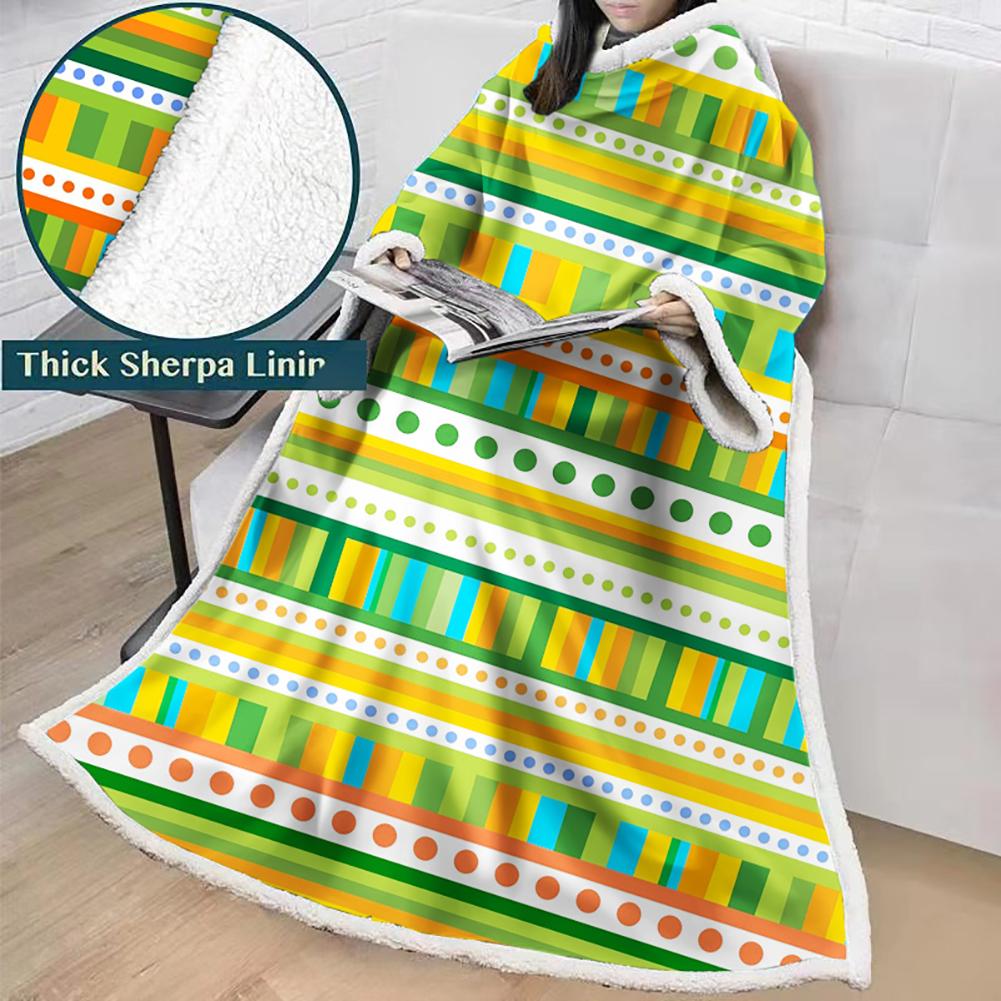 3D Digital Printed Blanket With Sleeves-Geometric Designs Blanket Robe