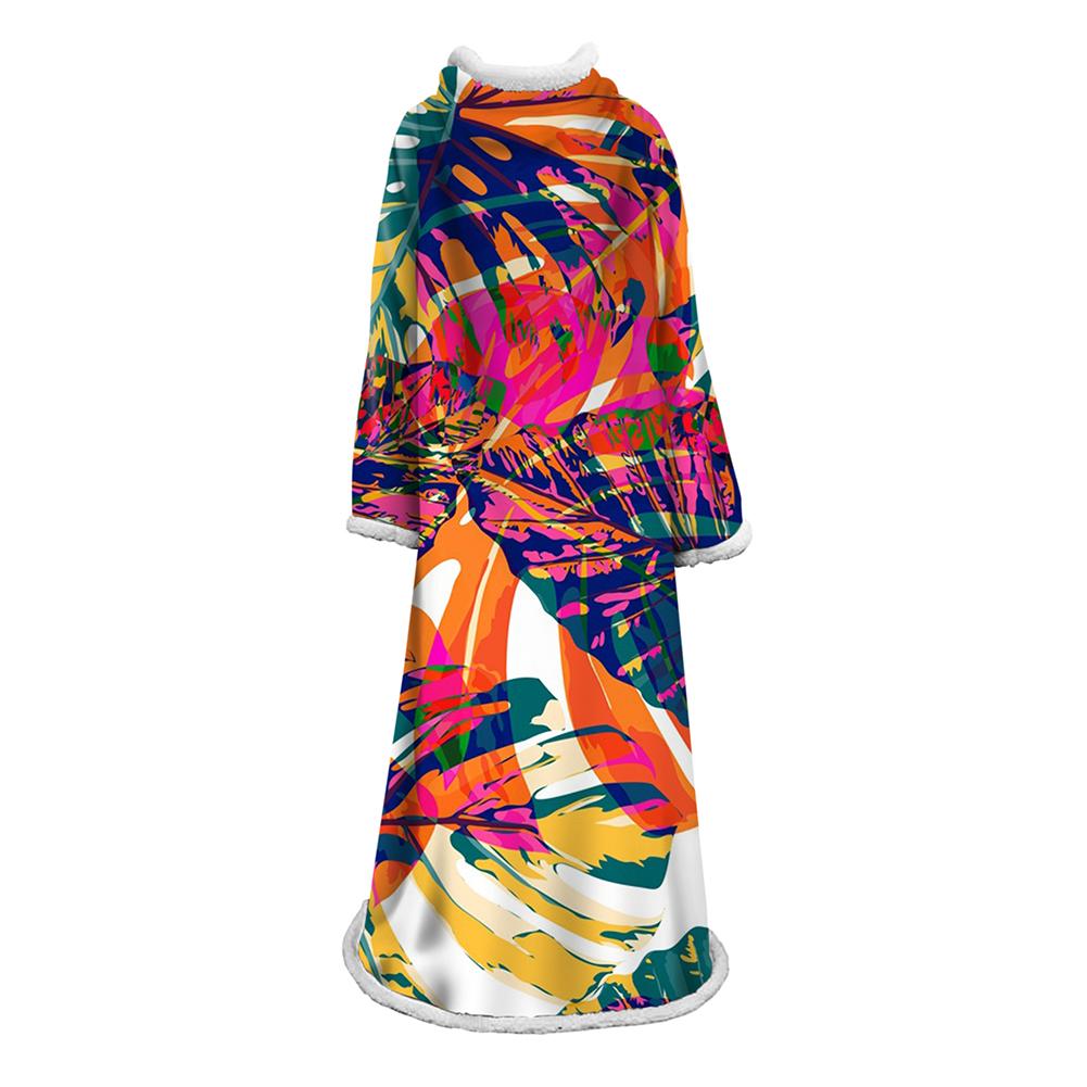 3D Digital Printed Plants Blanket With Sleeves-Leaves Blanket Robe