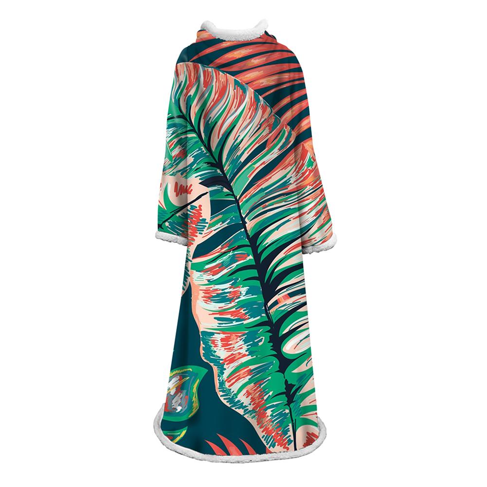 3D Digital Printed Plants Blanket With Sleeves-Leaves Blanket Robe